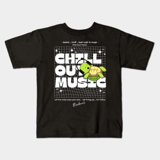 CHILL OUT MUSIC  - Chill Turtle (white) Kids T-Shirt